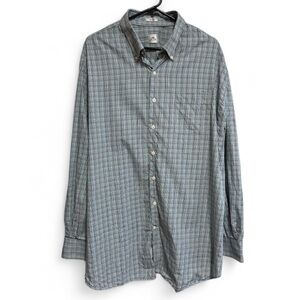 Peter Millar Shirt Size XXL Plaid Blue Brown Button Down Long Sleeve Cotton